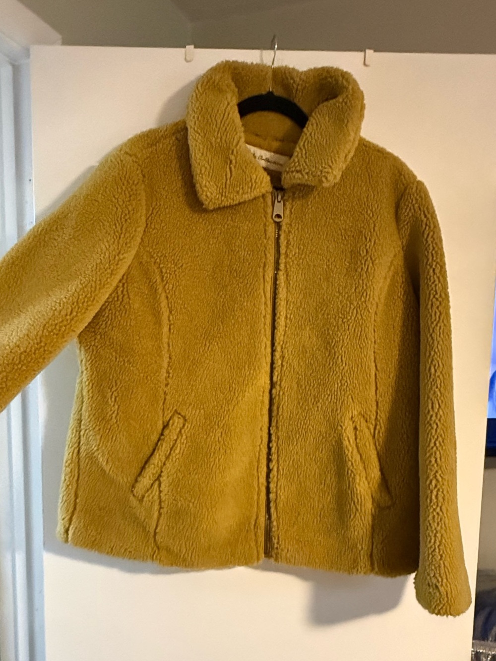 Sebby Collection Mustard Sherpa Teddy Jacket Full Zip Size XL NWOT